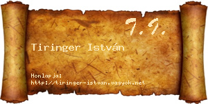 Tiringer István névjegykártya
